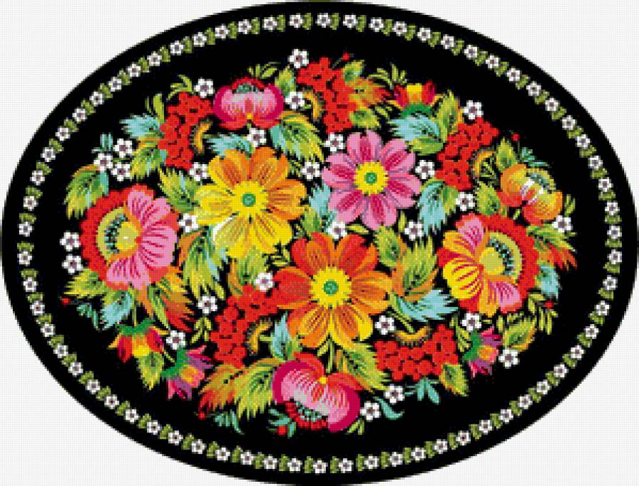 №456353 - салфетка, цветы, орнамент, скатерть, узоры, ягоды, роспись, подушка - предпросмотр