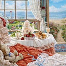 Схема вышивки «мишка,кот,море»