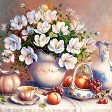 Схема вышивки «натюрморт с магнолиями»