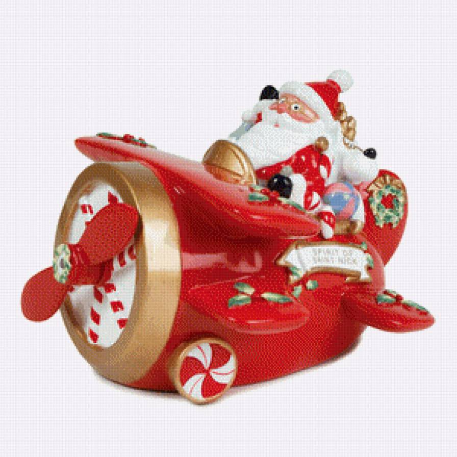 санта - самолет, рождество, новый год, подушка - предпросмотр