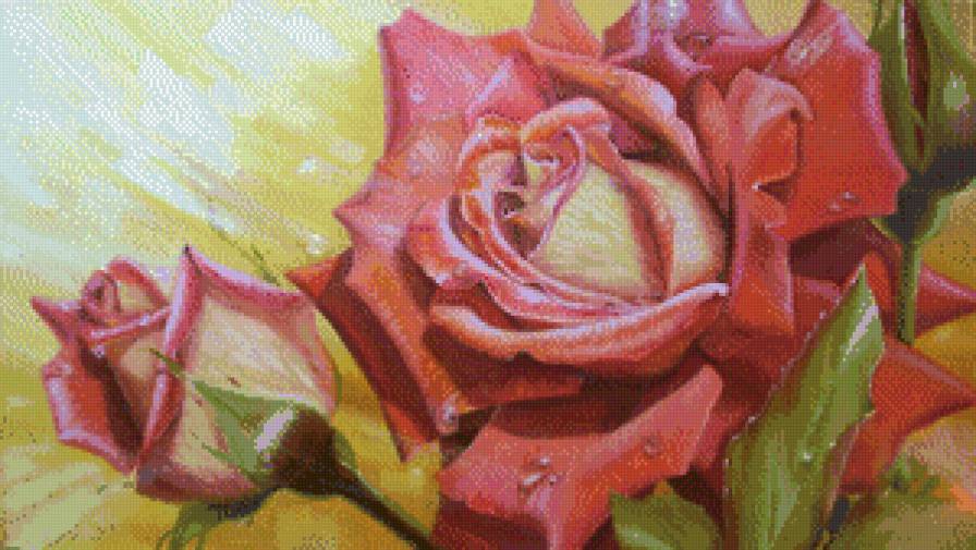 шикарная роза - цветы, живопись, розы, бутон - предпросмотр