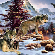 Схема вышивки «Семья волков»