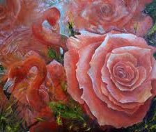 Схема вышивки «розы-фламинго»