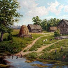 Схема вышивки «Деревенька»