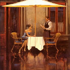 Схема вышивки «парные картины "уличное кафе"»