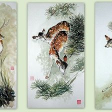 Схема вышивки «Триптих"Олени"»