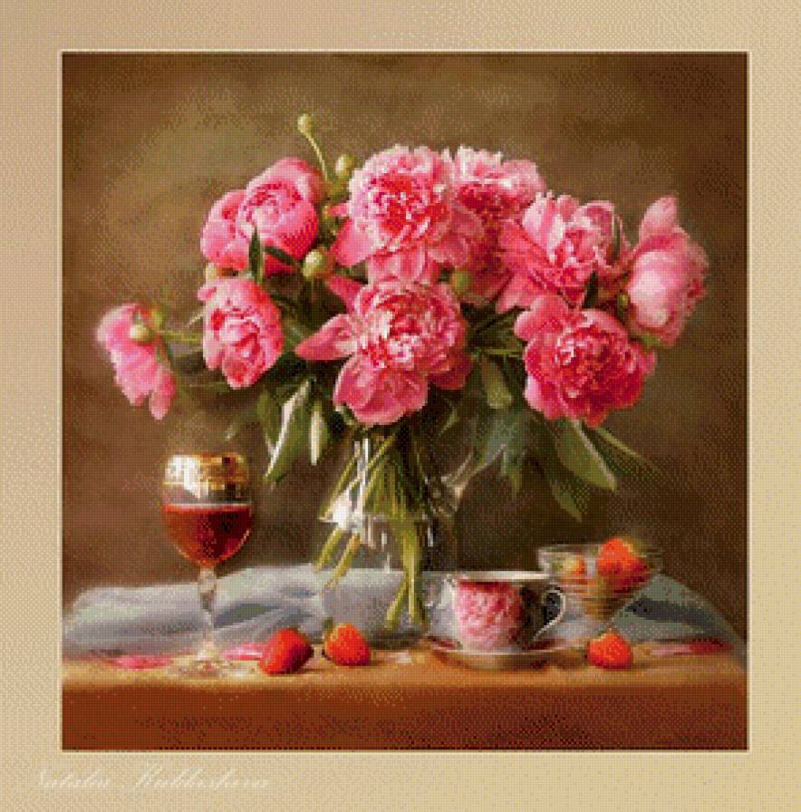 Натюрморт с пионами - натюрморт, цветы, пионы - предпросмотр