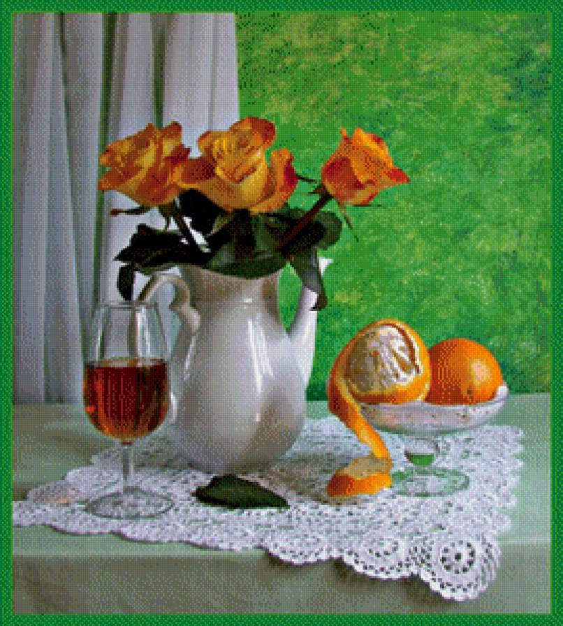 Натюрморт с розами - букет, цветы - предпросмотр