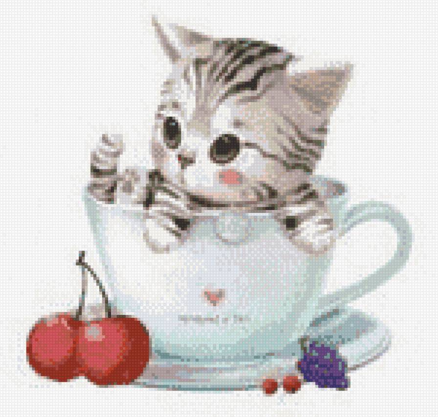 котенок в чашке - детское, котенок - предпросмотр