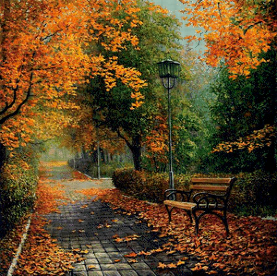 картина - природа, парк, пейзаж, осень - предпросмотр