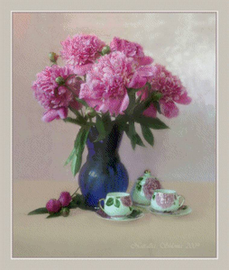 Пионы - букет, натюрморт, цветы - предпросмотр