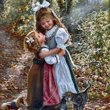 Схема вышивки «котёнок и сестрички»