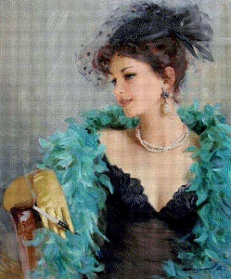 Дама с мундштуком - красавица, девушка, дама - предпросмотр