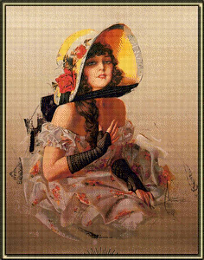 Дама в шляпе - красавица, дама, девушка - предпросмотр