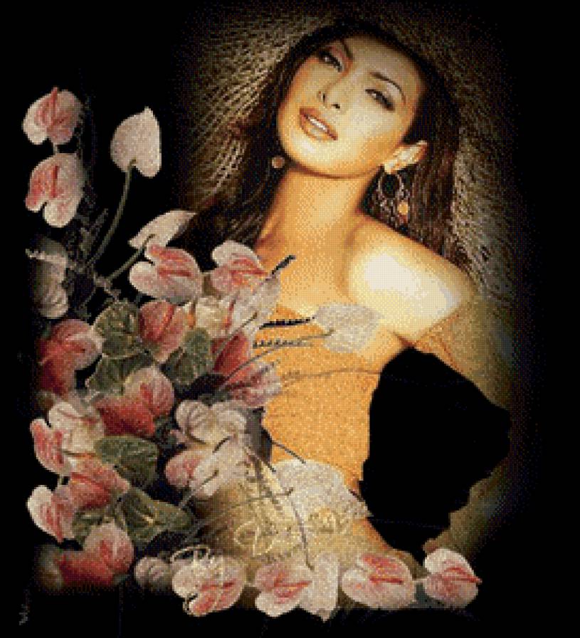 В цветах... - девушка, цветы - предпросмотр