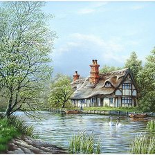Схема вышивки «дом у реки»