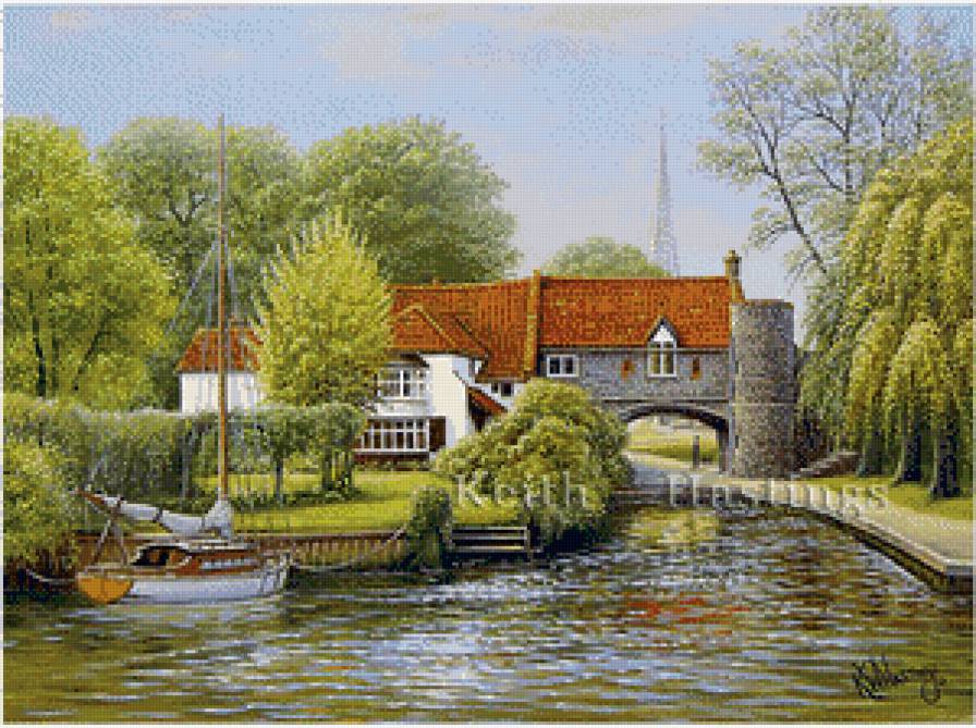 дом у реки - природа, вода, деревья, дом, лето - предпросмотр