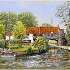 Схема вышивки «дом у реки»