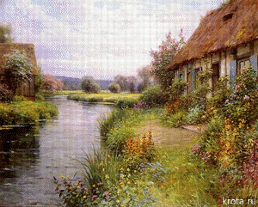 Сельская речушка - село, река, сельский пейзаж - предпросмотр