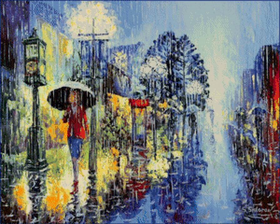 дождь - городской пейзаж - предпросмотр