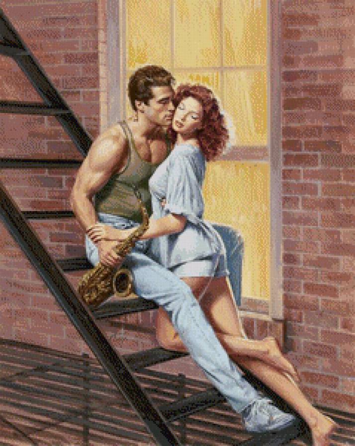 свидание - парень, мужчина, любовь, окно, саксофон, женщина, пара, девушка - предпросмотр