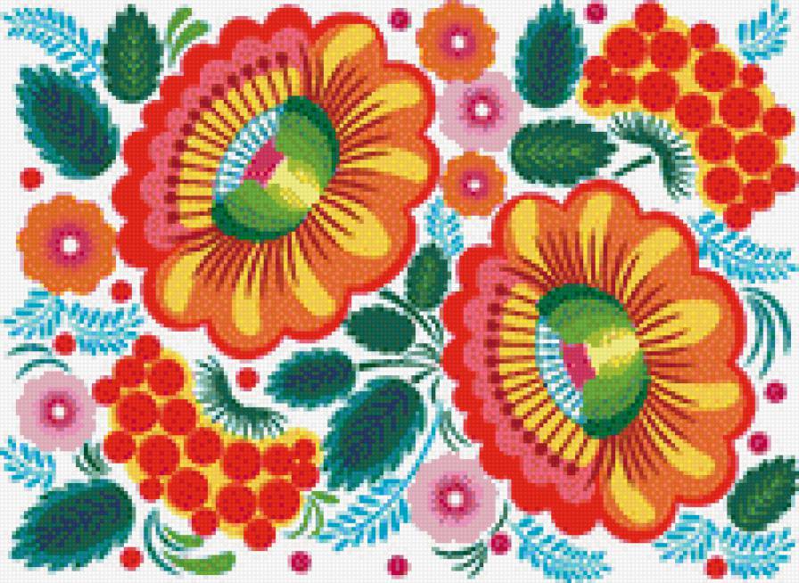 №460284 - узоры, скатерть, салфетка, ягоды, подушка, орнамент, цветы, роспись - предпросмотр