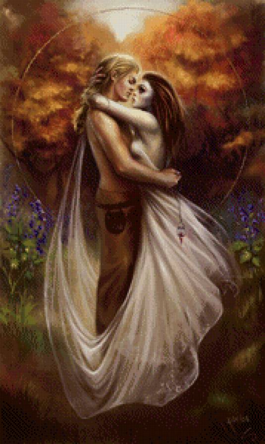 в объятьях любимого - девушка, парень, фэнтези - предпросмотр