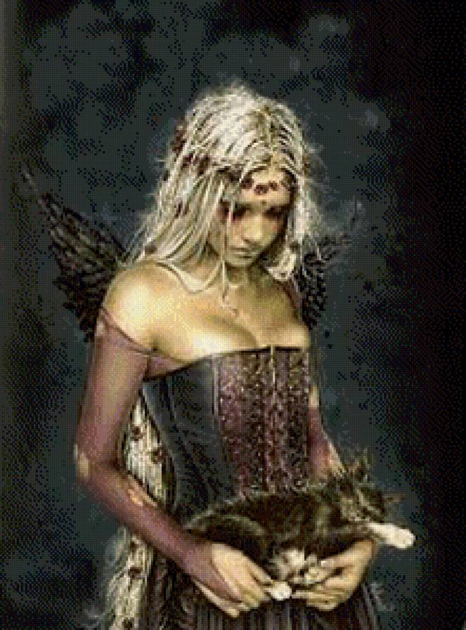 девушка с котенком - фэнтези, котенок, девушка - предпросмотр