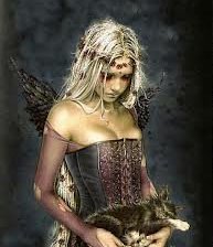 Схема вышивки «девушка с котенком»