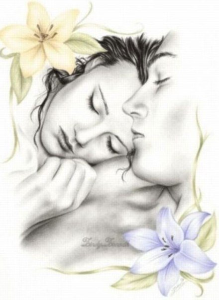 парочка с цветами - оригинал