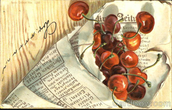 Cherries wrapped in newspaper - оригинал