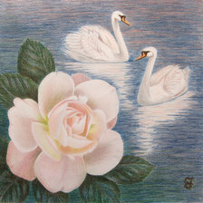 Схема вышивки «лебеди»