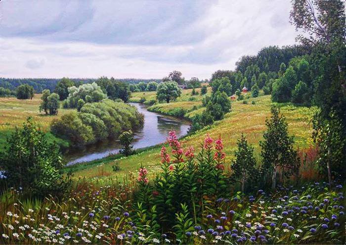 русская река - пейзаж. лето.река - оригинал