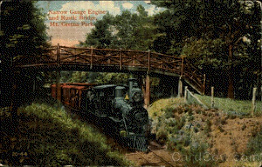 Narrow Gauge Engine and Rustic Bridge, Mt. Gretna Park - предпросмотр