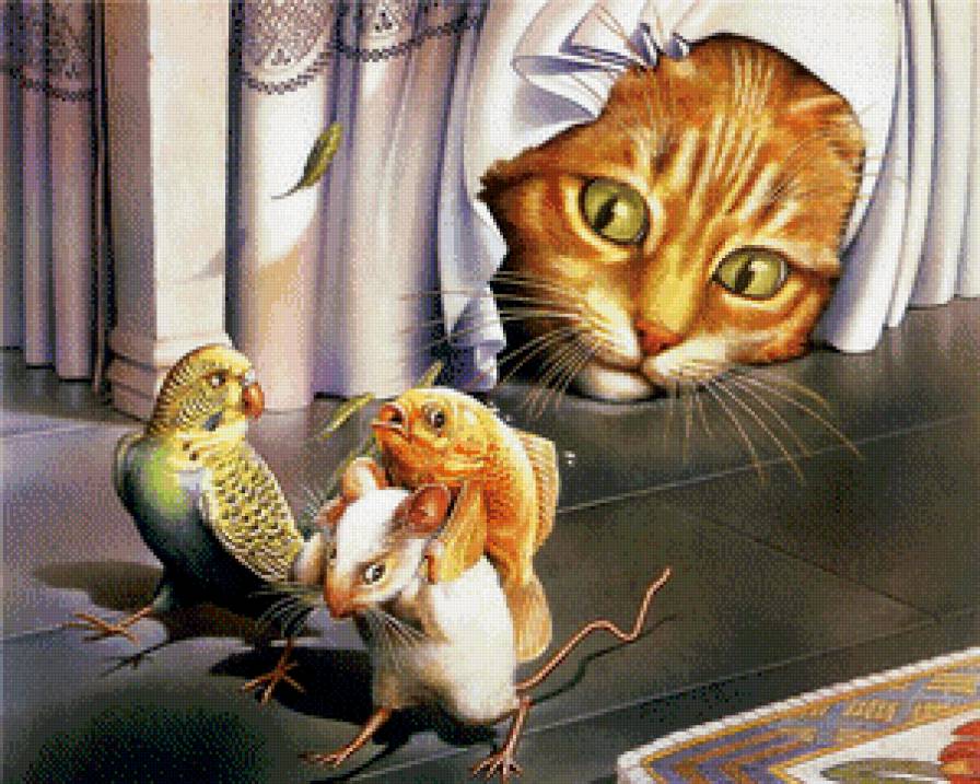 Хищница - мыши, животные, кошки, птицы, попугаи - предпросмотр