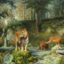 Схема вышивки «Тигры купаются»