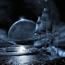 Схема вышивки «корабль в ночи»