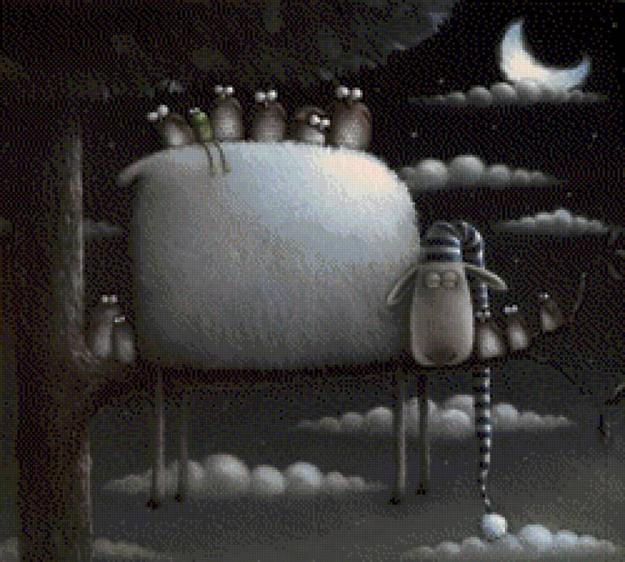 Овечка и совы - ночь, rob scotton, овечка - предпросмотр