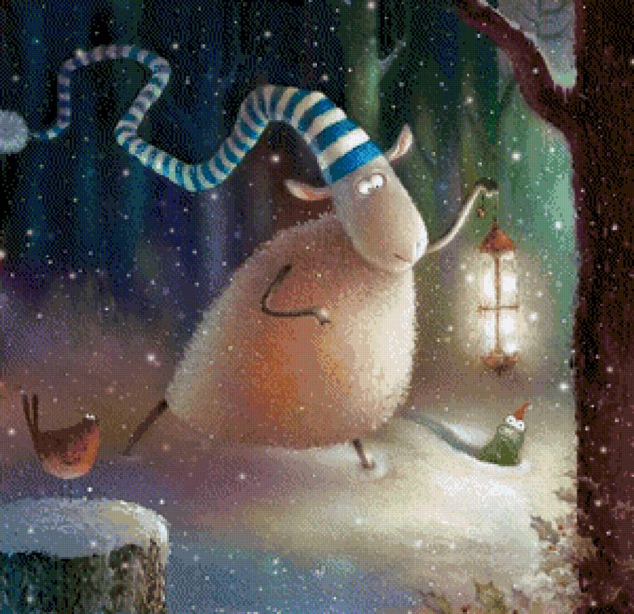 Овца с фонариком - овечка, ночь, rob scotton - предпросмотр