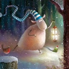 Схема вышивки «Овца с фонариком»