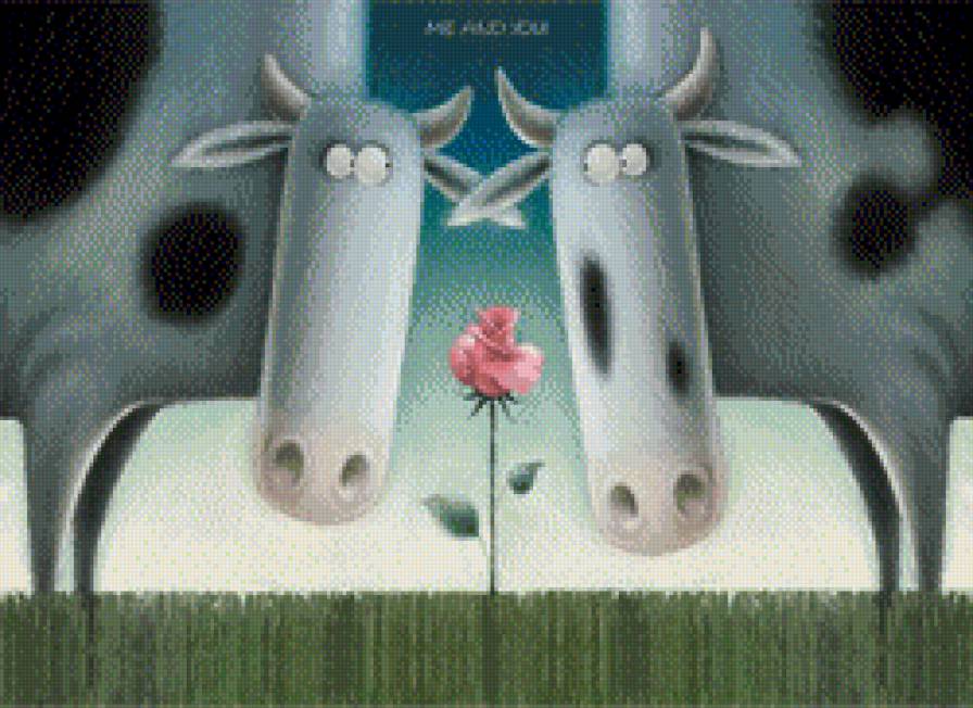 Две коровы и роза - коровы, rob scotton - предпросмотр