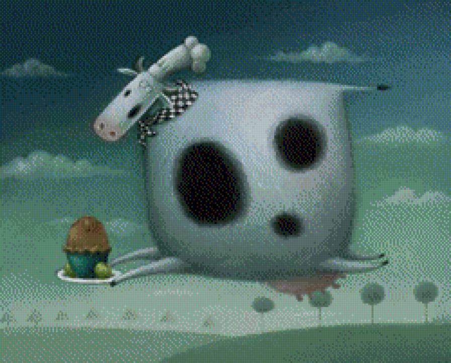 Корова в полете - коровы, rob scotton - предпросмотр