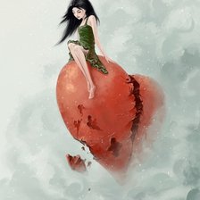 Схема вышивки «Девушка на сердце»