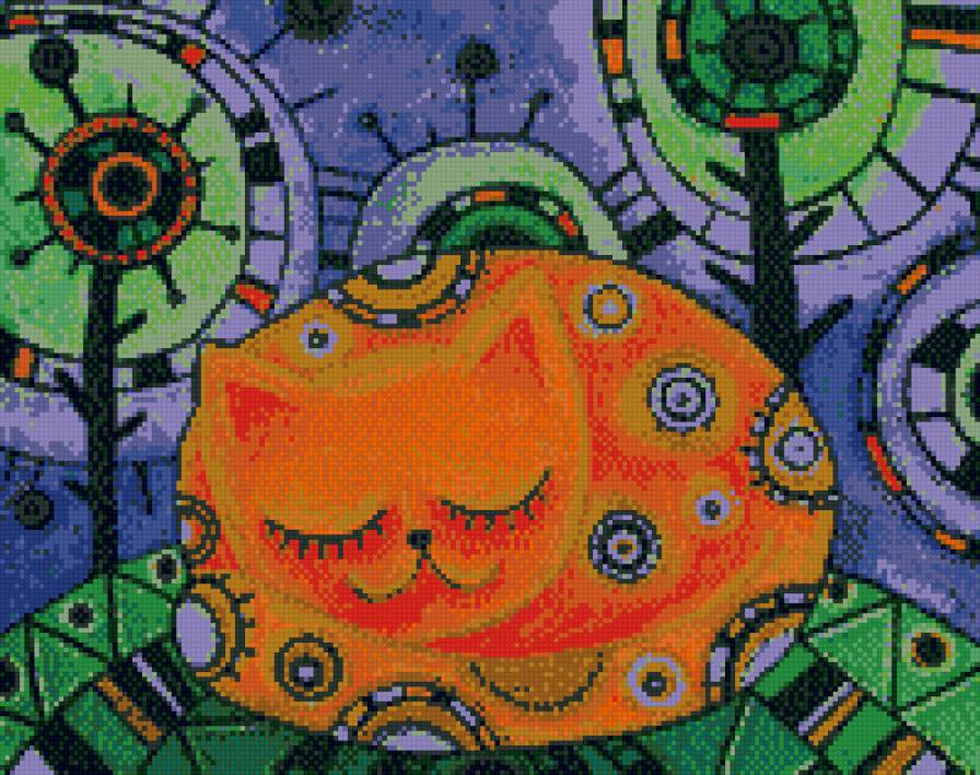 спящий кот - абстракция. репродукция, кот - предпросмотр