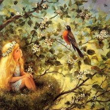 Схема вышивки «Пение птицы»