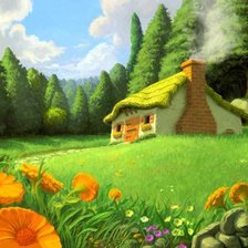 Схема вышивки «Домик на опушке»