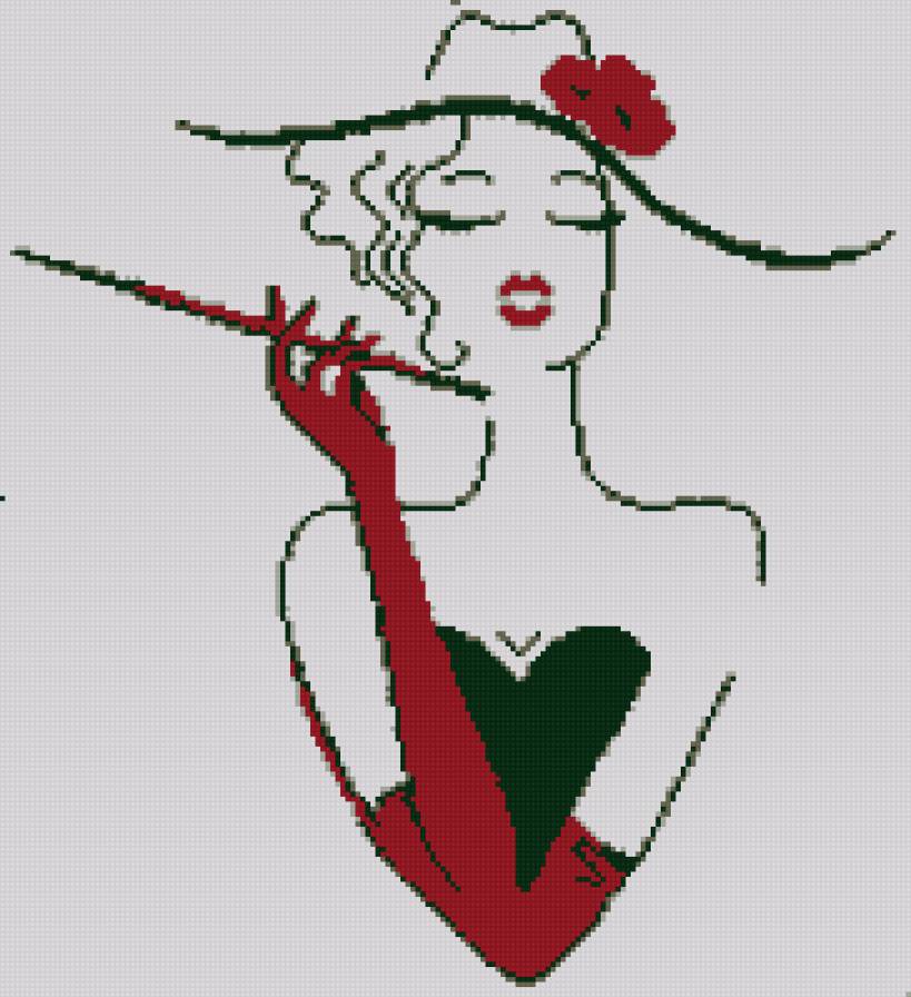 Дама с мундштуком - девушка, дама, красавица, монохром - предпросмотр