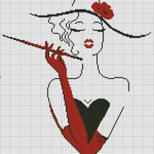 Схема вышивки «Дама с мундштуком»