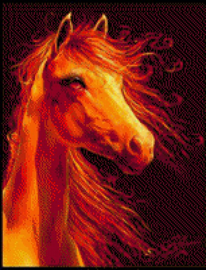 огненный единорог - единорог, фэнтези, животное, лошадь - предпросмотр