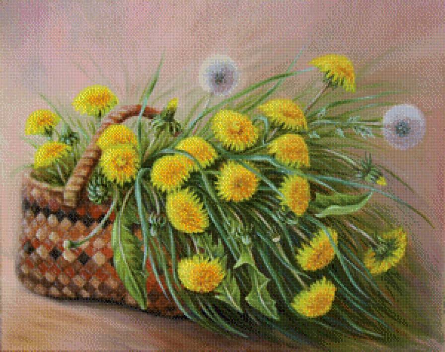 Одуванчики - букет, цветы - предпросмотр